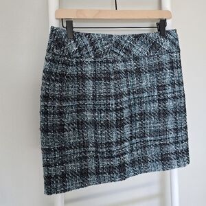 LOFT Tweed Mini Skirt - Black and Blue